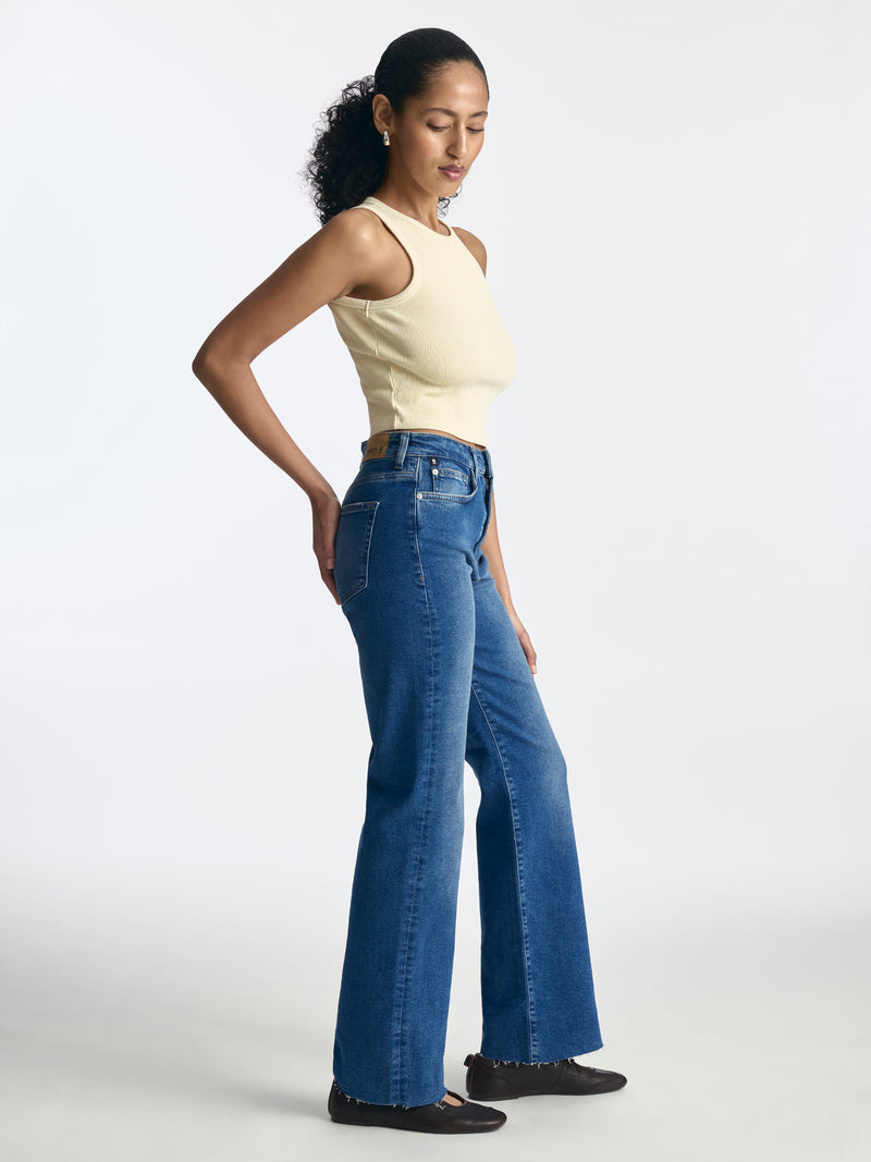 Park High Rise Wide Leg Jeans in Dark Brushed Denim - BROOKLYN INDUSTRIES