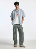 Men's Short Sleeve Striped Shirt in Blue Striped - BROOKLYN INDUSTRIES