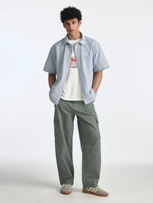 Men's Short Sleeve Striped Shirt in Blue Striped - BROOKLYN INDUSTRIES