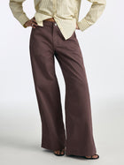 Women's Lorimer Wide Leg Chino Pants in French Roast Colored Papertouch - BROOKLYN INDUSTRIES