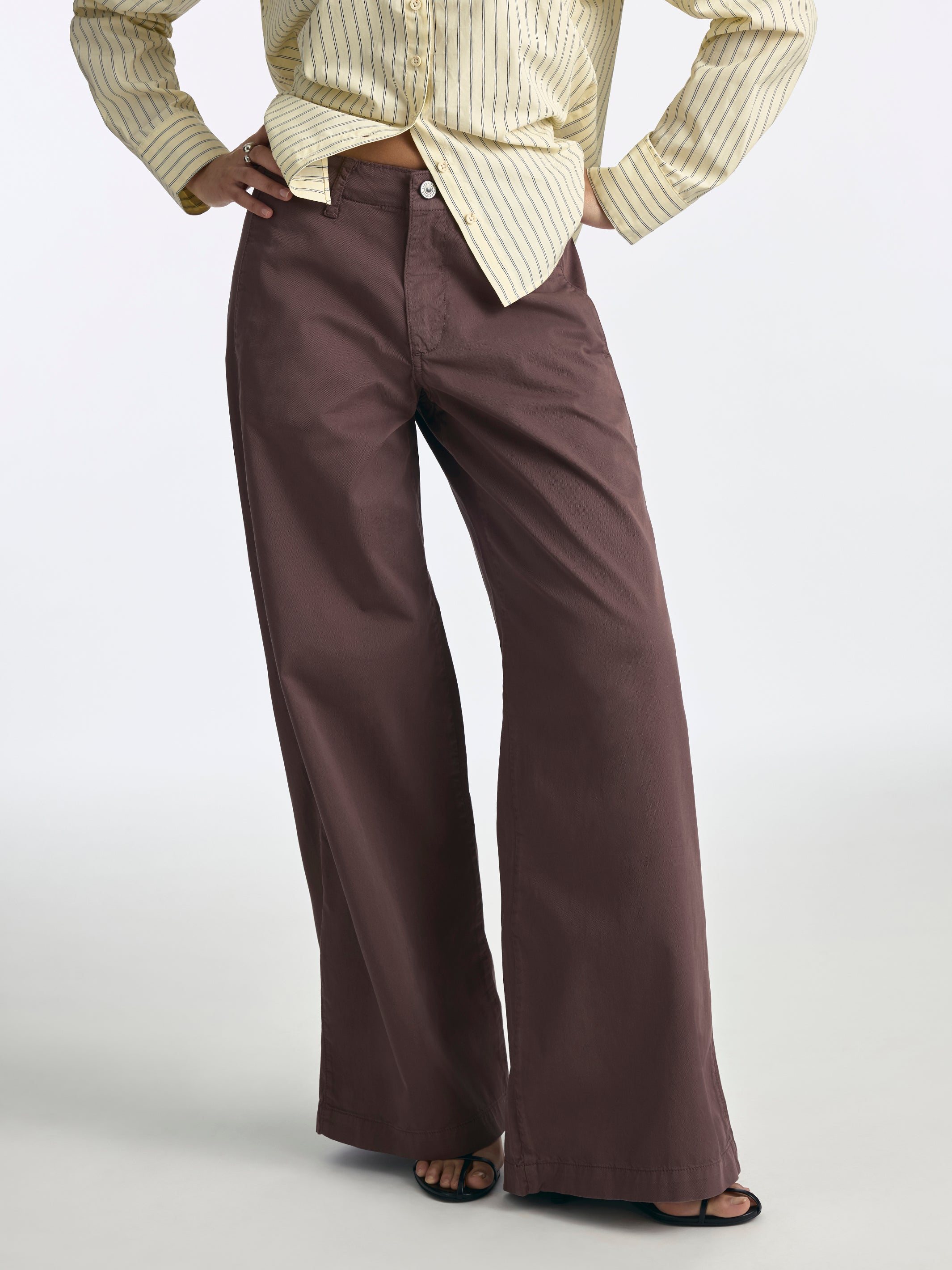Women's Lorimer Wide Leg Chino Pants in French Roast Colored Papertouch - BROOKLYN INDUSTRIES