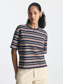 Women's Striped T-Shirt in Polar Night - BROOKLYN INDUSTRIES