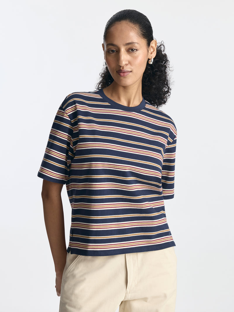 Women's Striped T-Shirt in Polar Night - BROOKLYN INDUSTRIES
