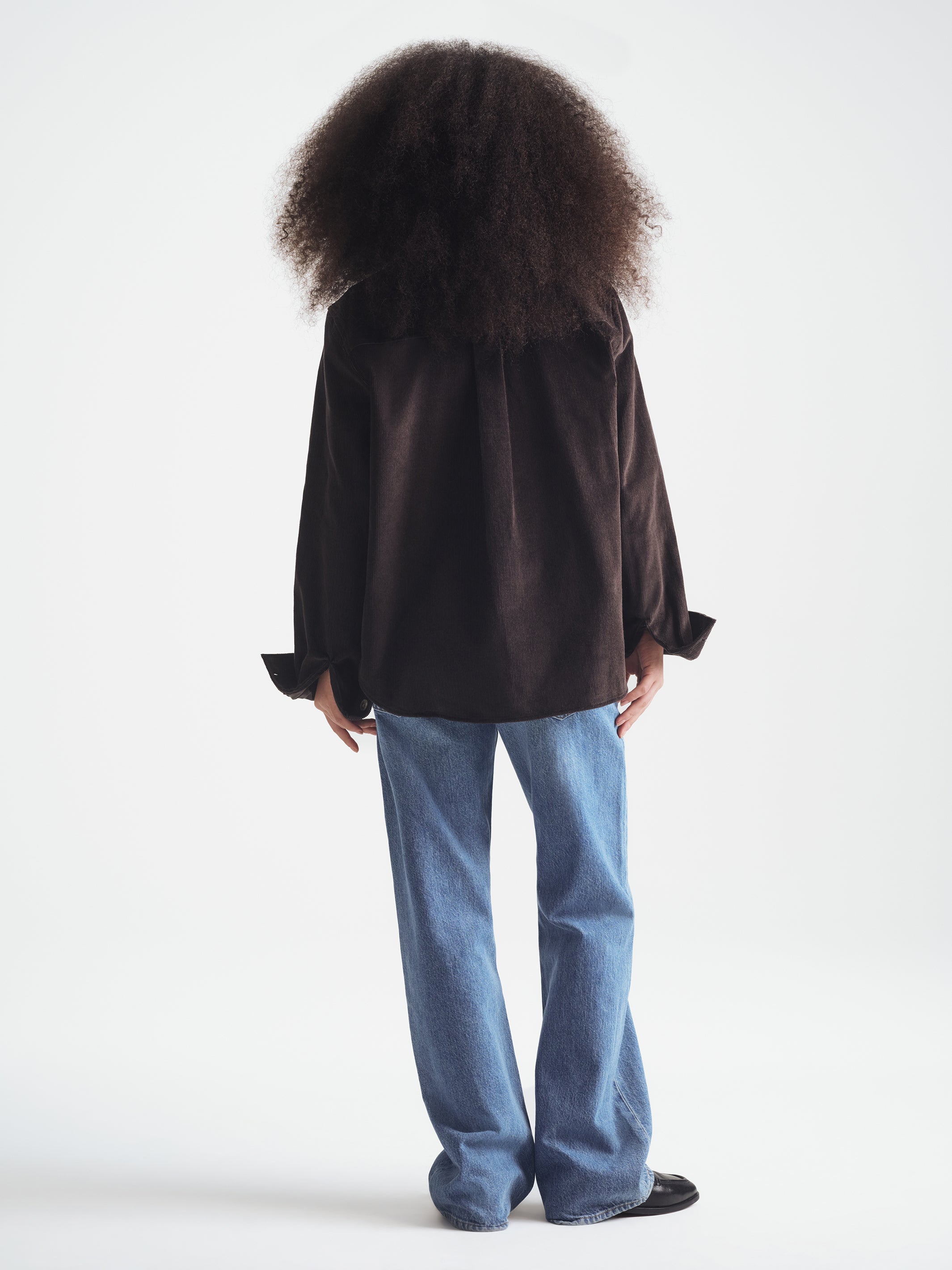 Women's Long Sleeve Corduroy Shirt in Espresso