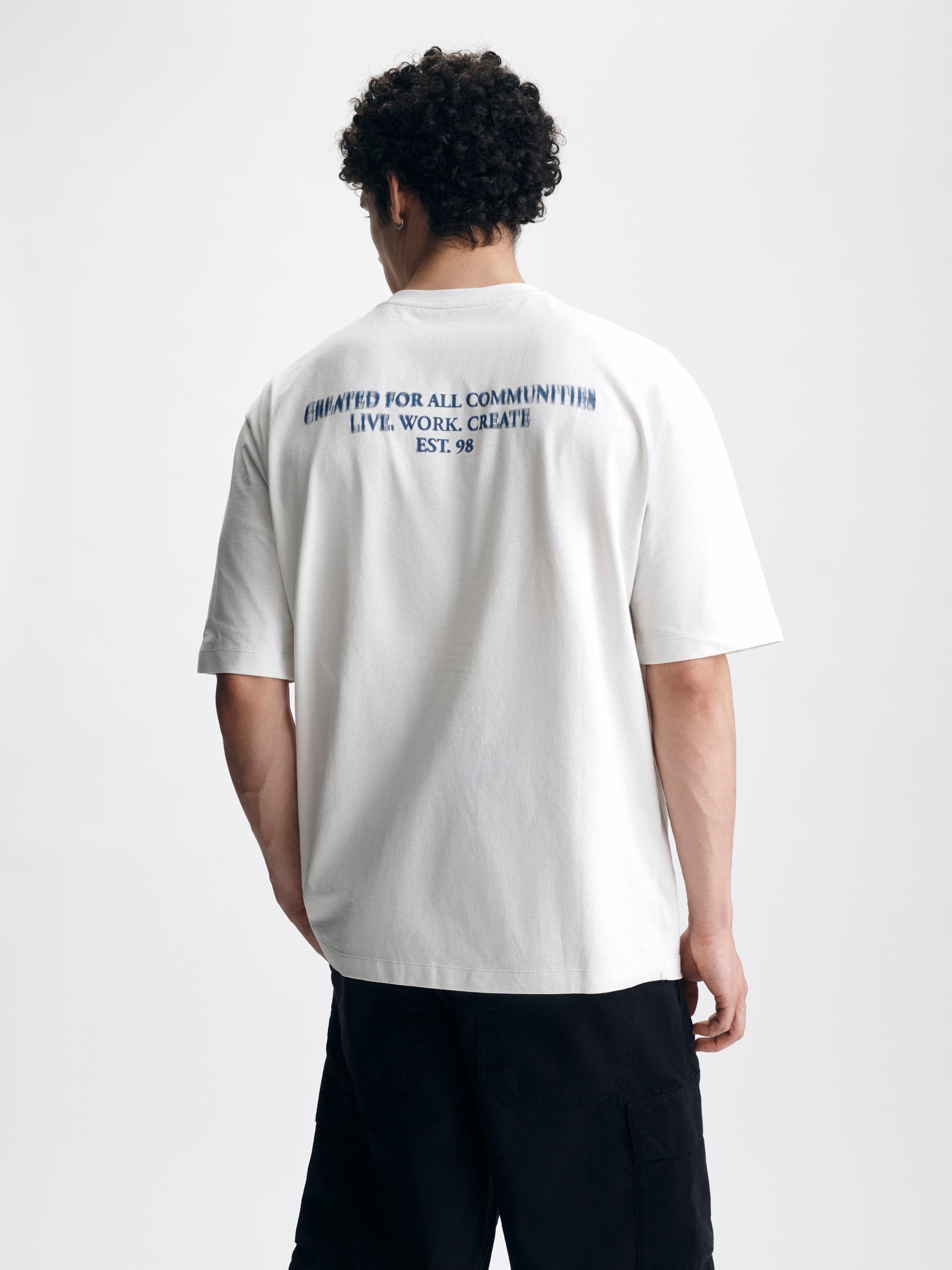 Men's Live Work Create T-Shirt in White Onyx - BROOKLYN INDUSTRIES