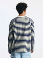 Men's Logo Long Sleeve Striped T-Shirt in Navy Stripe - BROOKLYN INDUSTRIES