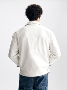 Men's Logo Zip-Up Trucker Jacket in White Onyx - BROOKLYN INDUSTRIES