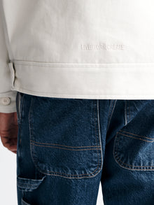 Men's Logo Zip-Up Trucker Jacket in White Onyx - BROOKLYN INDUSTRIES