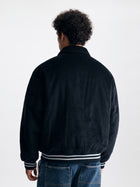 Men's Corduroy Logo Bomber Jacket in Blue Graphite - BROOKLYN INDUSTRIES
