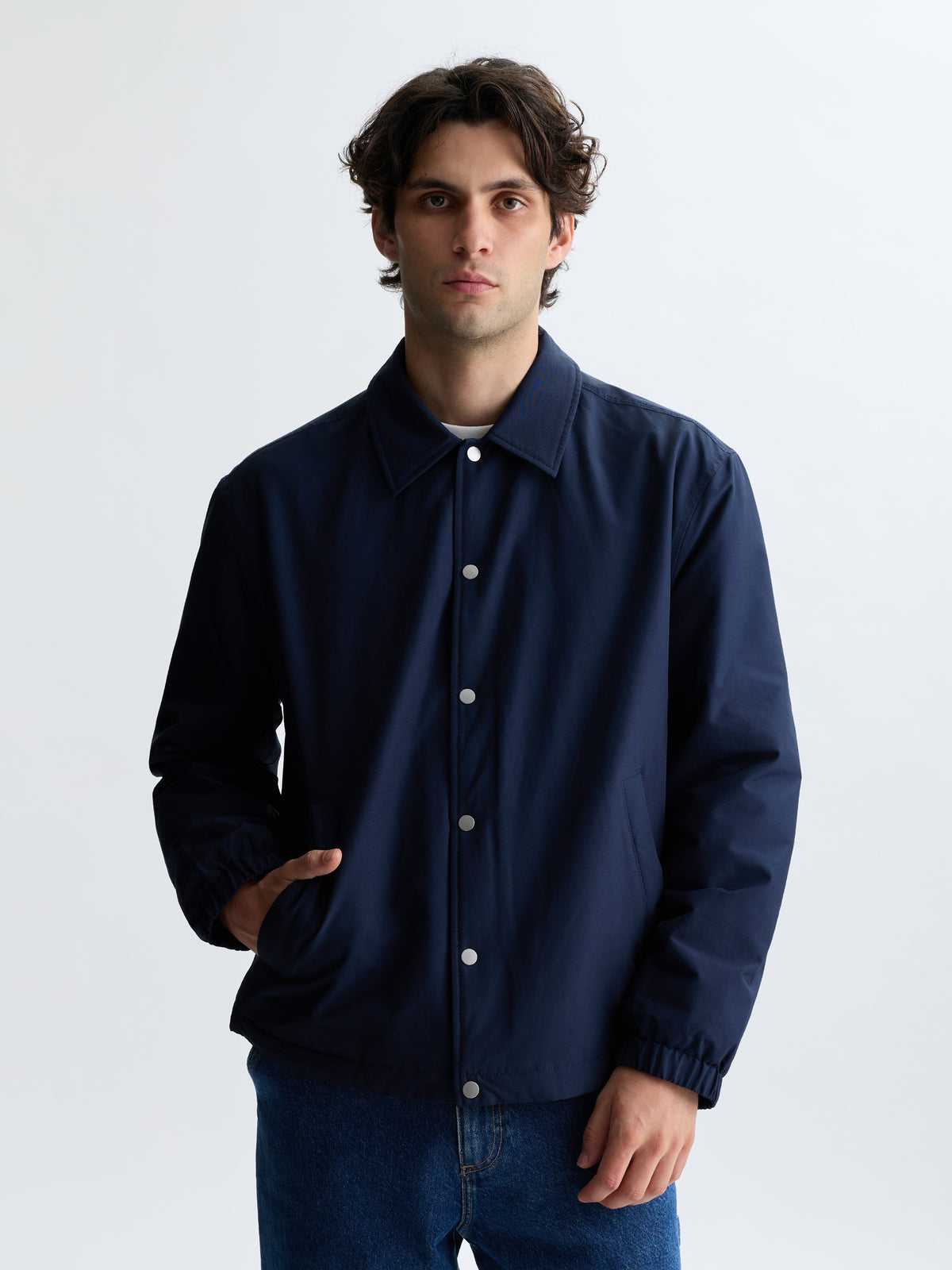 Men's Logo Coaches Jacket in Navy Blazer - BROOKLYN INDUSTRIES