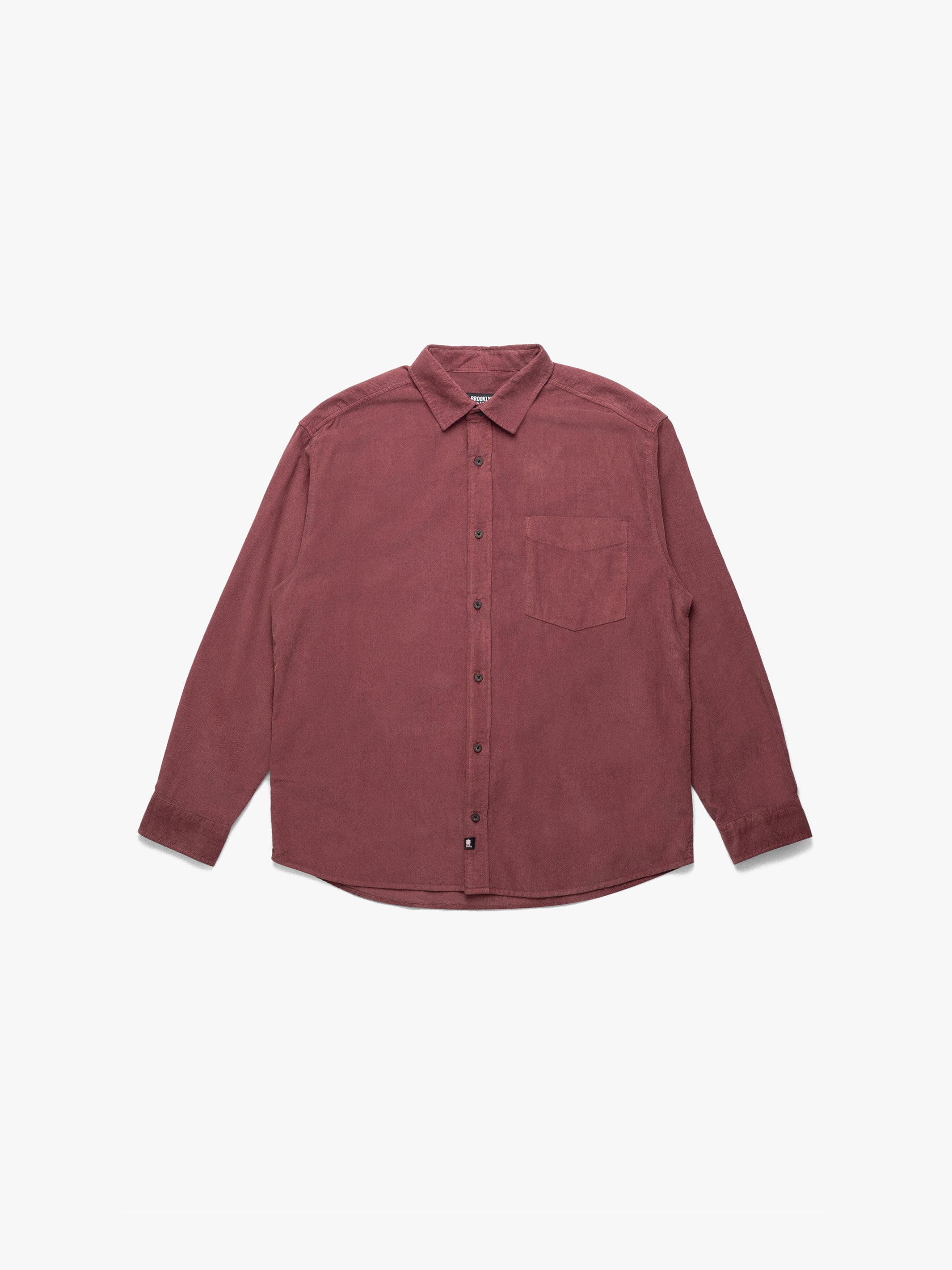 Men's Corduroy Long Sleeve Shirt In Red Mahogany - BROOKLYN INDUSTRIES