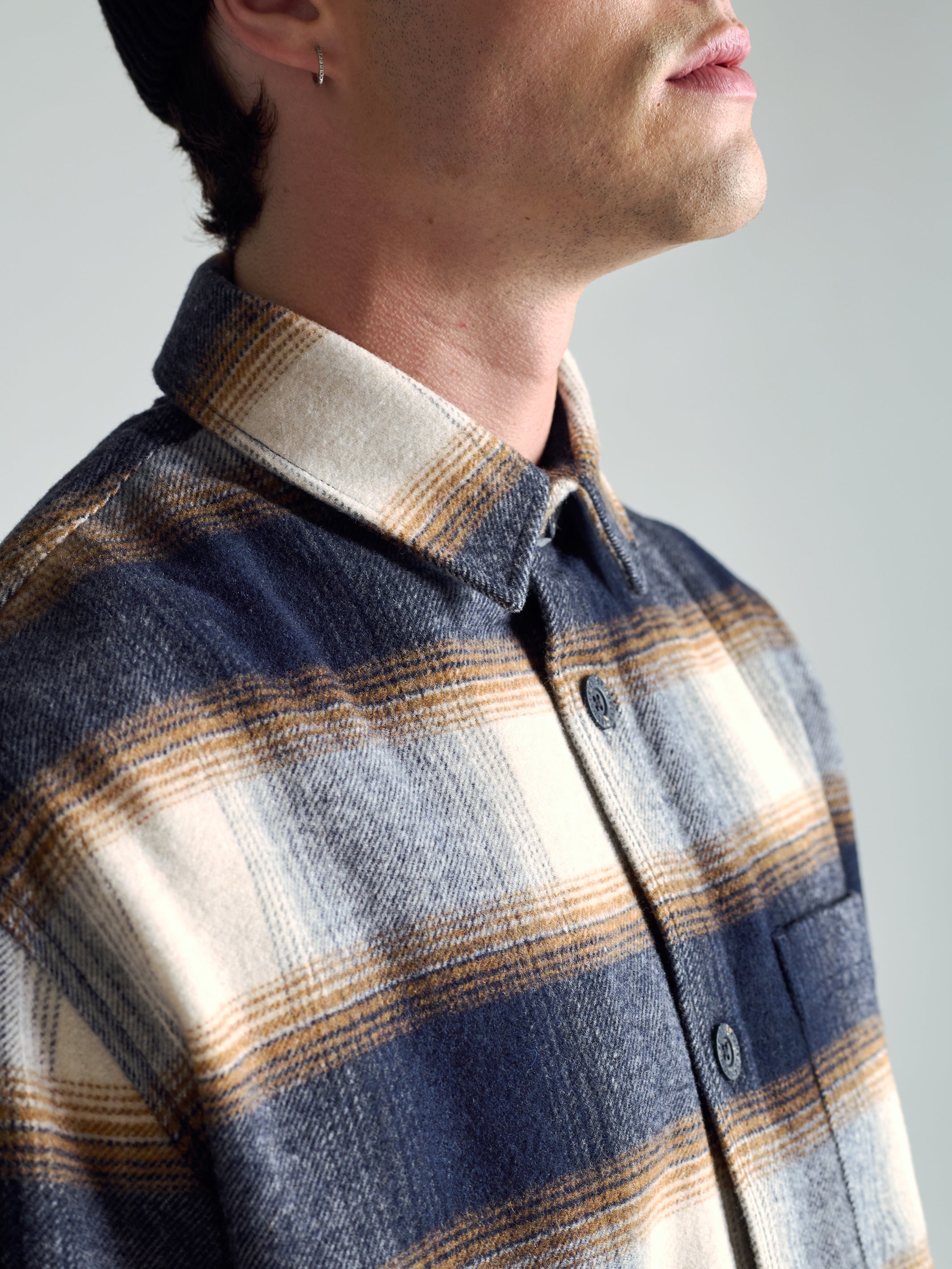 Men's Overshirt In Brown Check - BROOKLYN INDUSTRIES