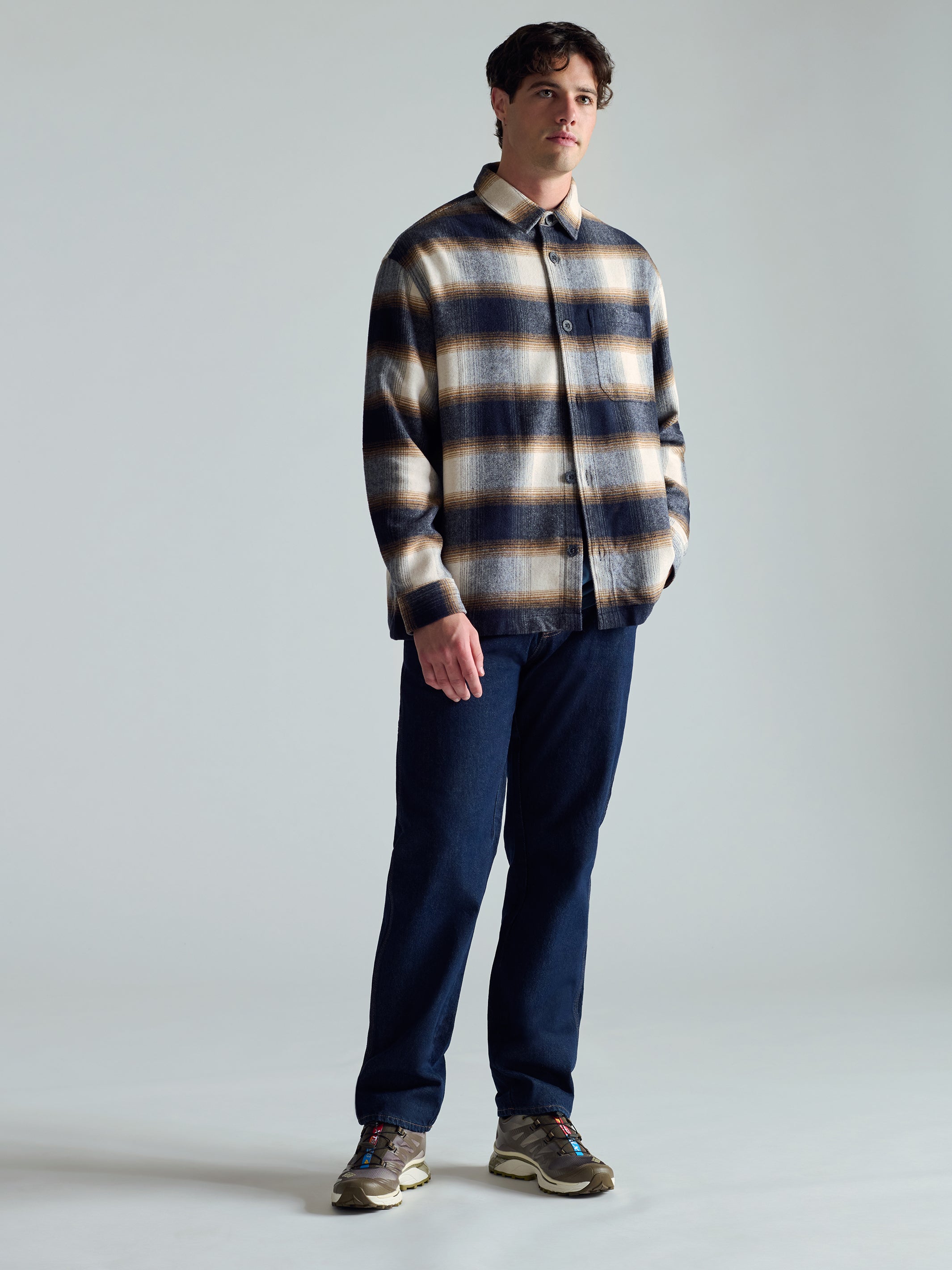 Men's Overshirt In Brown Check - BROOKLYN INDUSTRIES