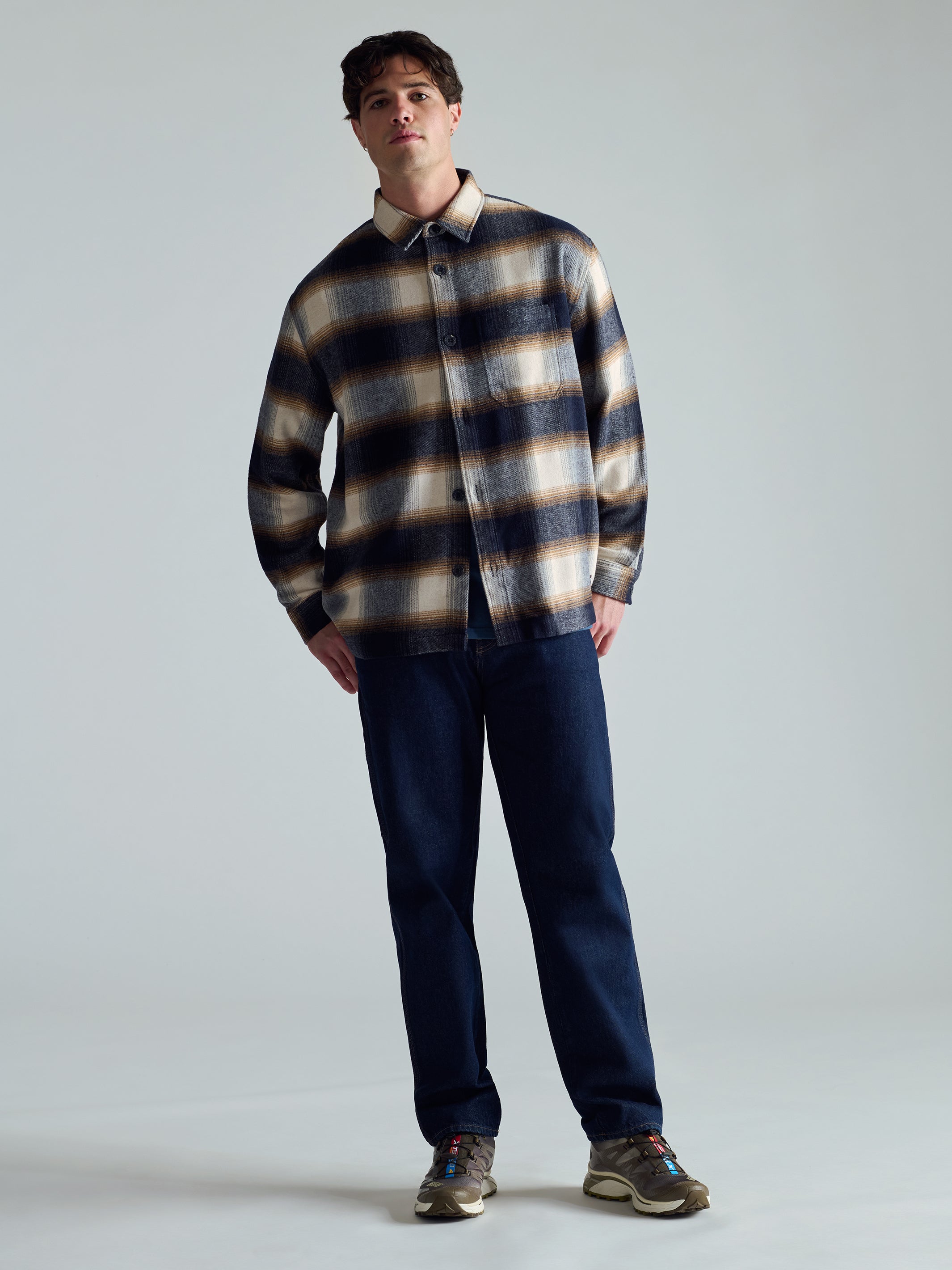 Men's Overshirt In Brown Check - BROOKLYN INDUSTRIES