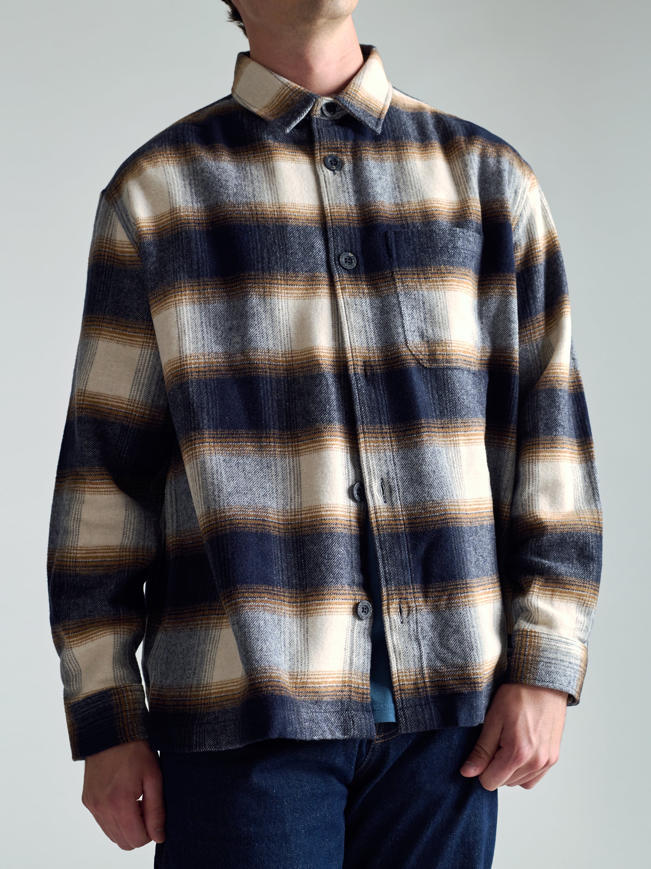 Men's Overshirt In Brown Check - BROOKLYN INDUSTRIES