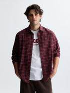 Men's Logo Long Sleeve Plaid Shirt in Red Check - BROOKLYN INDUSTRIES