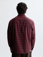 Men's Logo Long Sleeve Plaid Shirt in Red Check - BROOKLYN INDUSTRIES