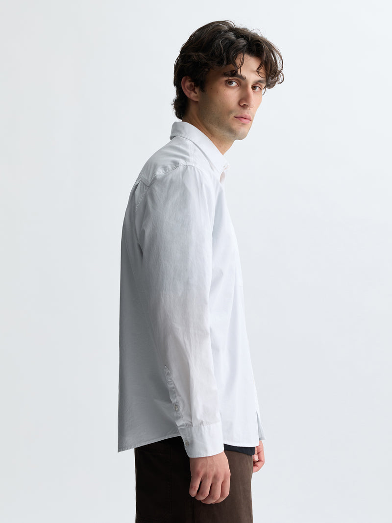 Men's Long Sleeve Pocket Shirt in White - BROOKLYN INDUSTRIES