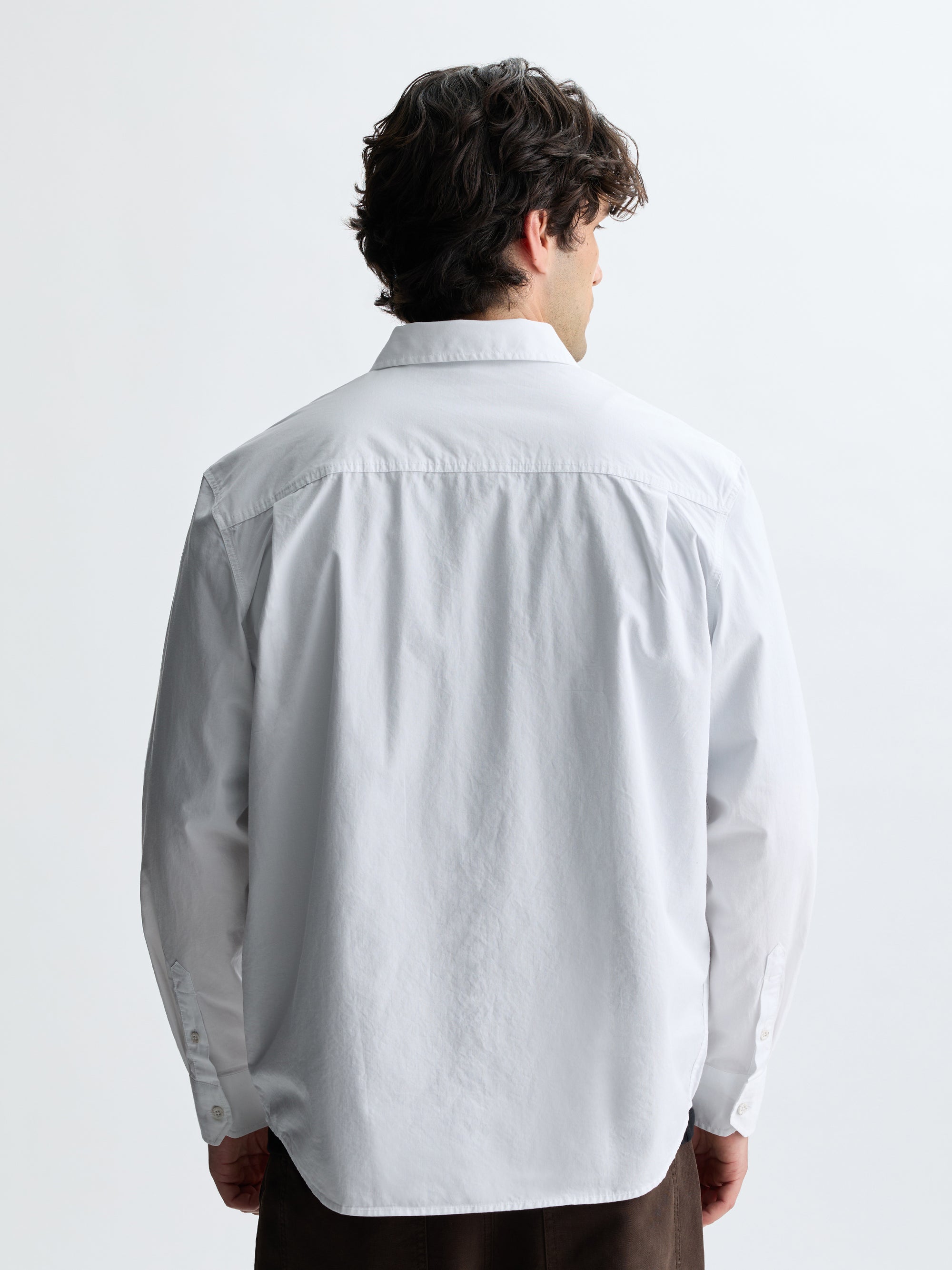 Men's Long Sleeve Pocket Shirt in White - BROOKLYN INDUSTRIES