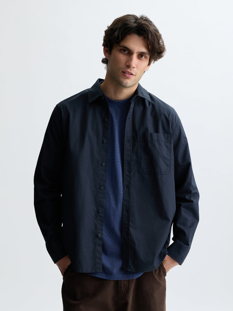 Men's Long Sleeve Pocket Shirt in Vulcan - BROOKLYN INDUSTRIES
