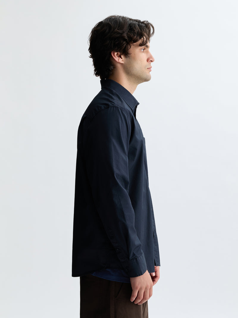 Men's Long Sleeve Pocket Shirt in Vulcan - BROOKLYN INDUSTRIES