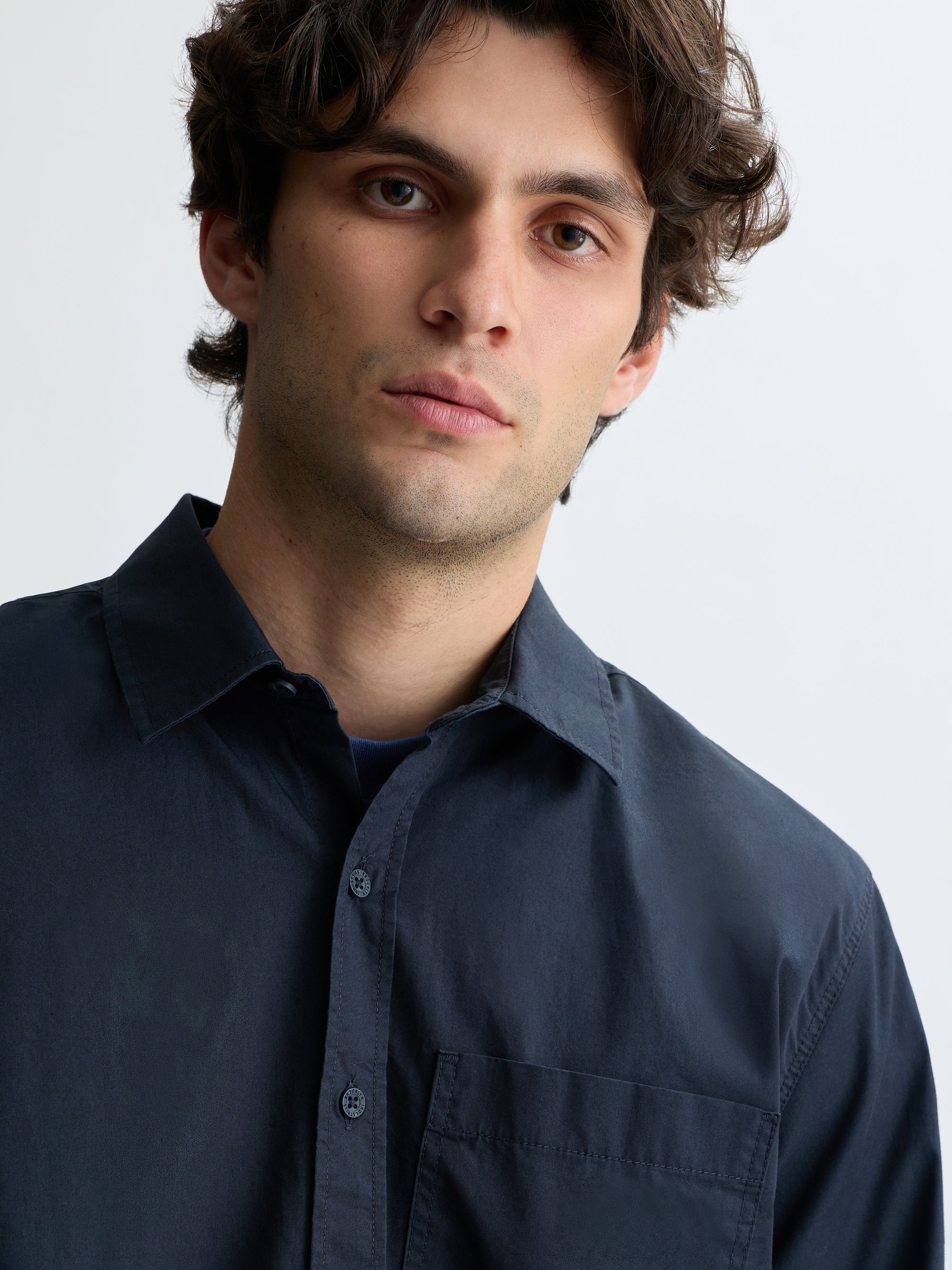 Men's Long Sleeve Pocket Shirt in Vulcan - BROOKLYN INDUSTRIES