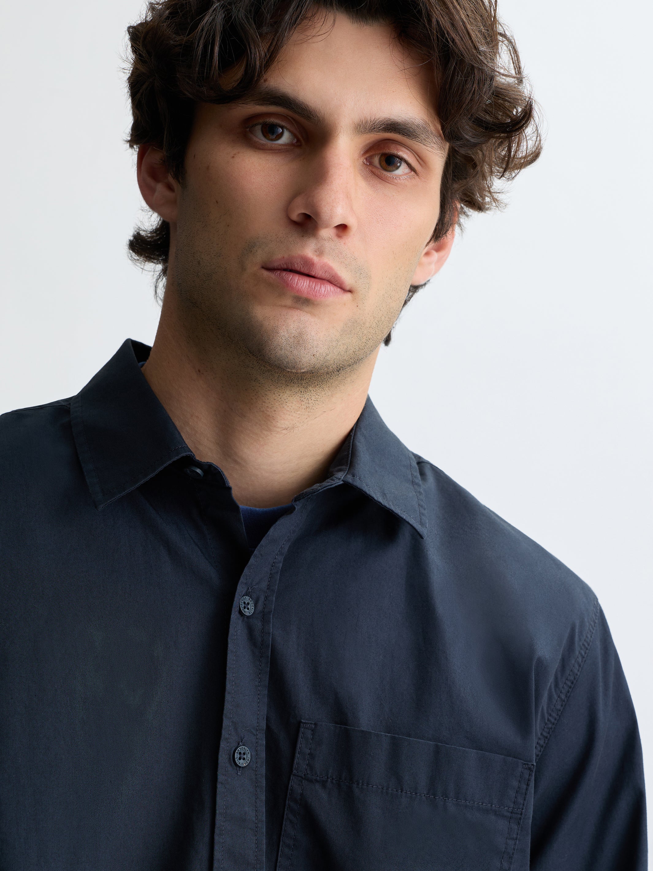 Men's Long Sleeve Pocket Shirt in Vulcan - BROOKLYN INDUSTRIES