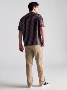 Men's Crew Neck Stripe T-Shirt In Coffee Bean - BROOKLYN INDUSTRIES