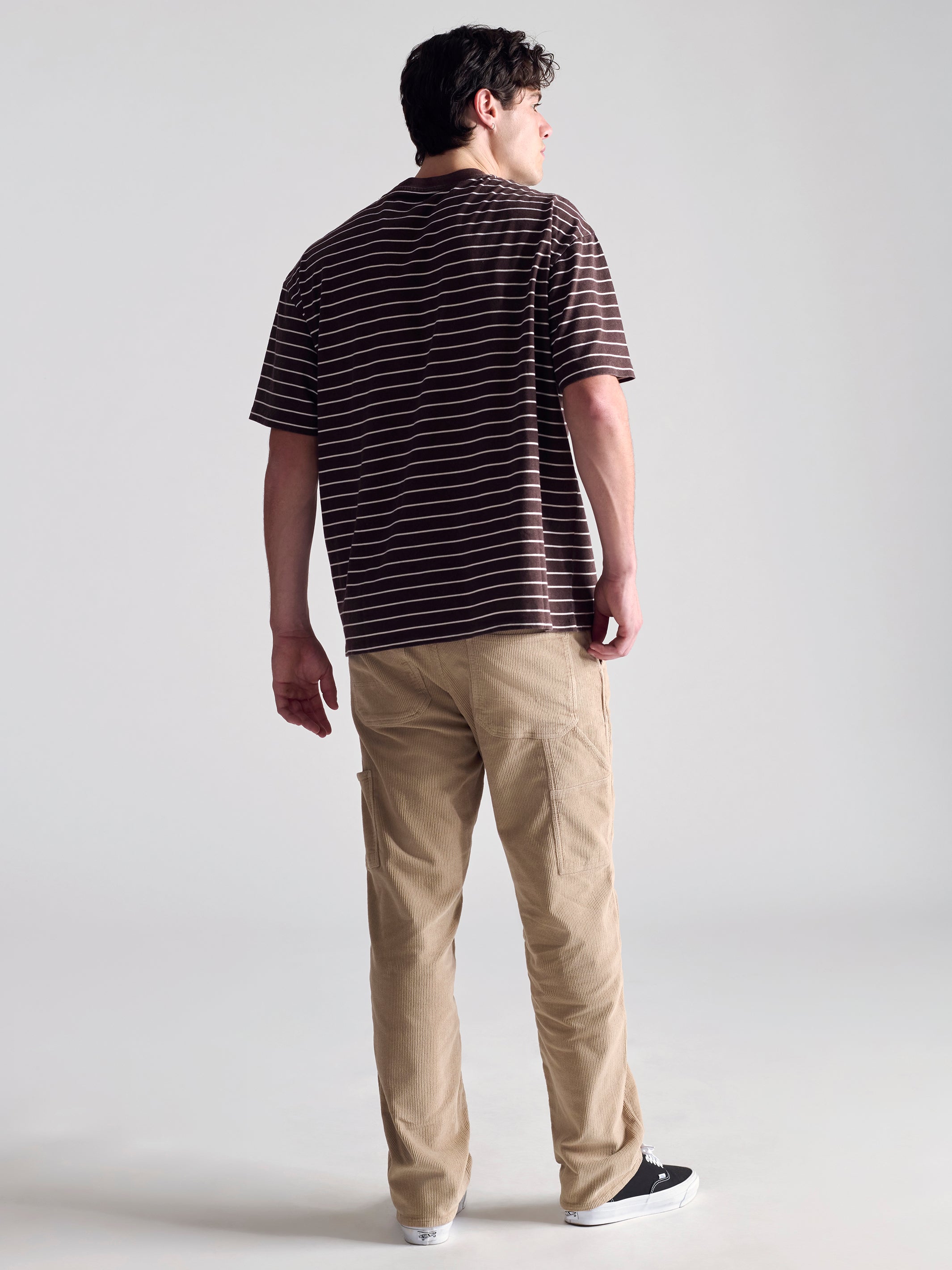 Men's Crew Neck Stripe T-Shirt In Coffee Bean - BROOKLYN INDUSTRIES