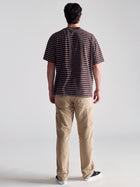 Men's Crew Neck Stripe T-Shirt In Coffee Bean - BROOKLYN INDUSTRIES