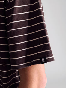 Men's Crew Neck Stripe T-Shirt In Coffee Bean - BROOKLYN INDUSTRIES