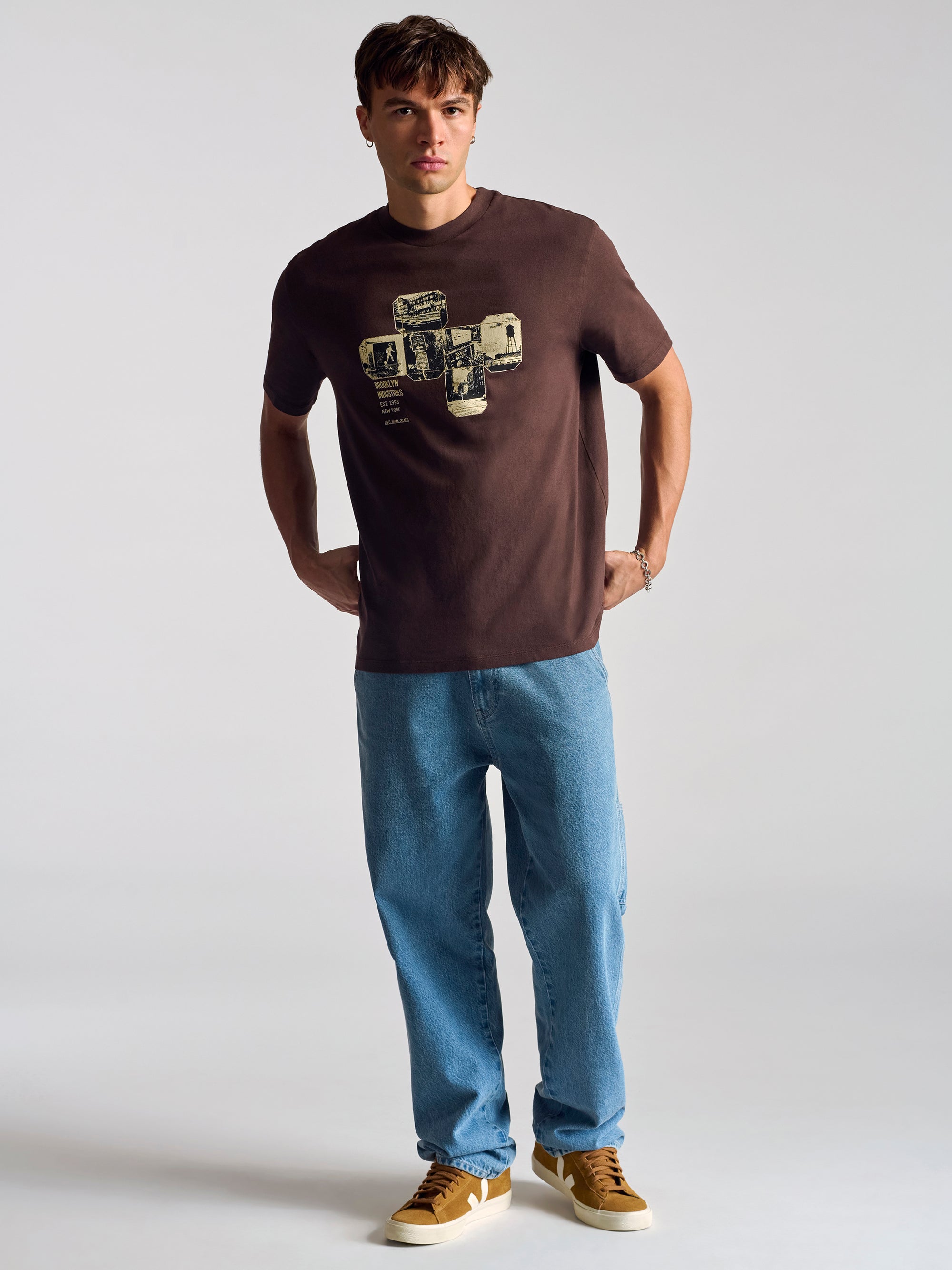 Men's City Printed T-Shirt In Coffee Bean - BROOKLYN INDUSTRIES