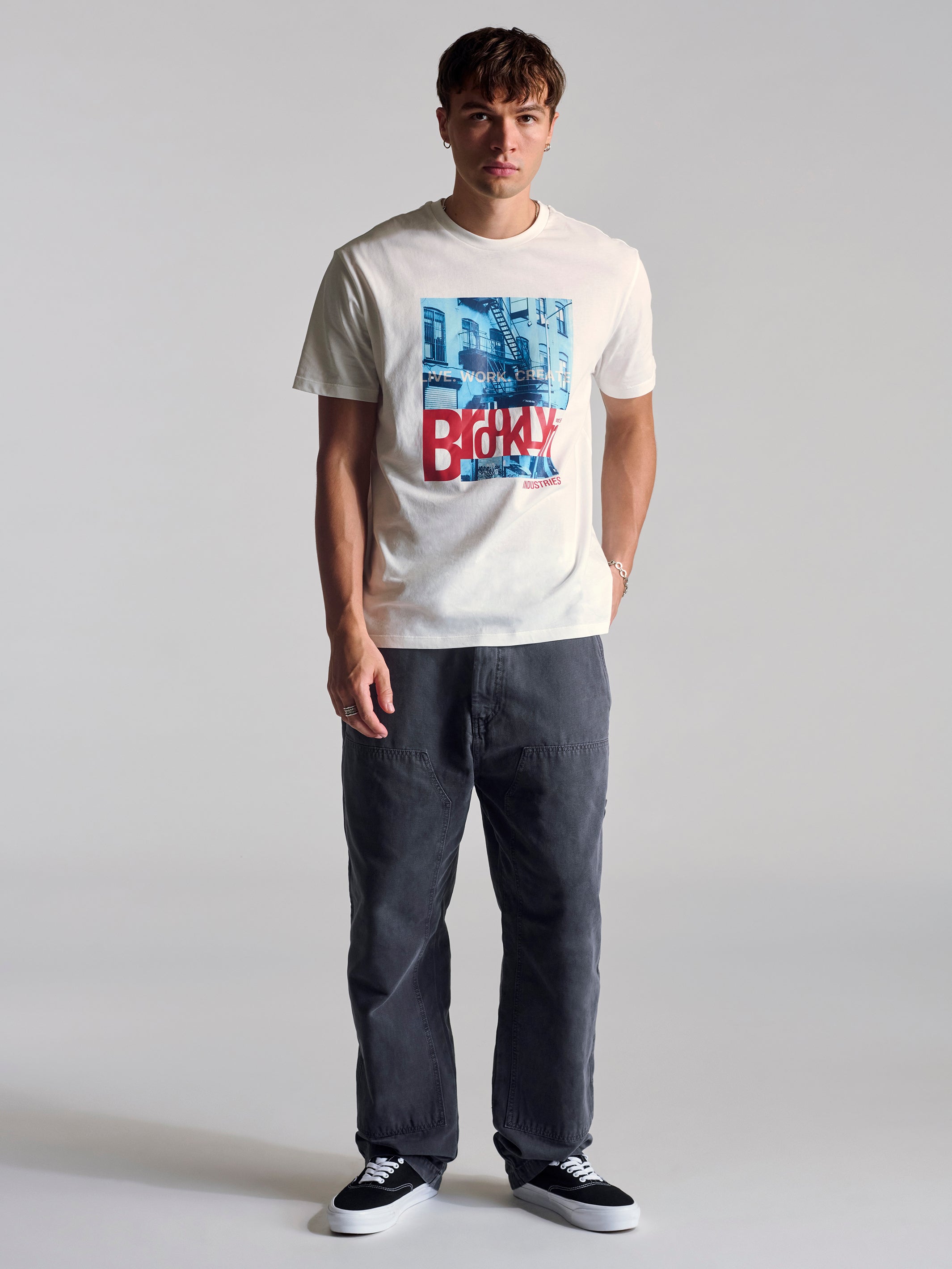 Men's City Printed T-Shirt In Antique White - BROOKLYN INDUSTRIES