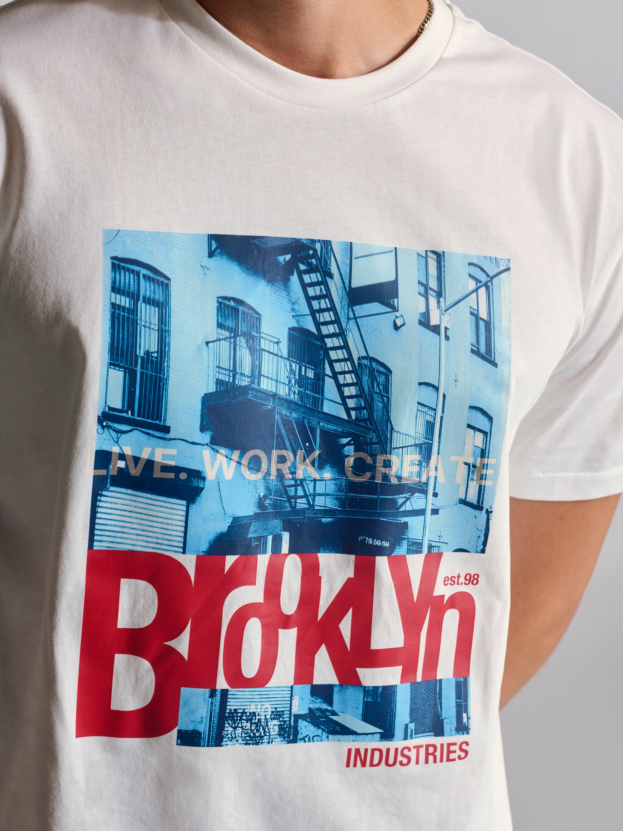 Men's City Printed T-Shirt In Antique White - BROOKLYN INDUSTRIES