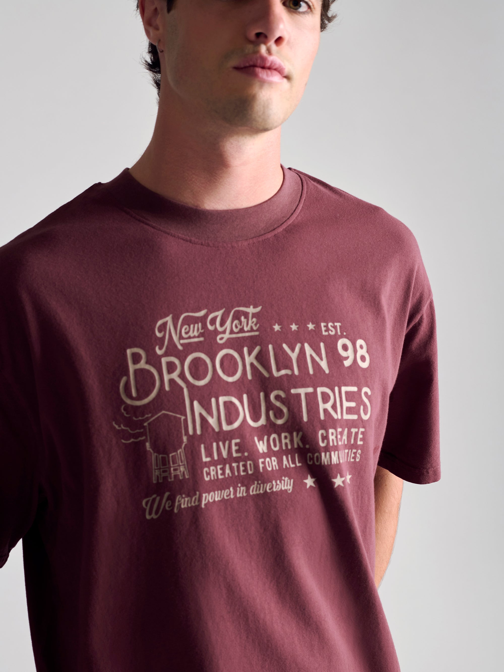 Men's BKI 1998 T-Shirt In Red Mahogany - BROOKLYN INDUSTRIES