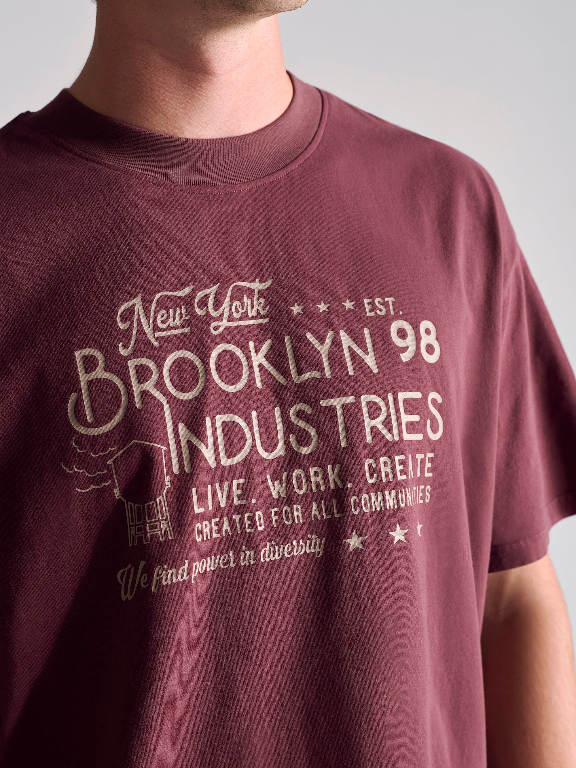 Men's BKI 1998 T-Shirt In Red Mahogany - BROOKLYN INDUSTRIES