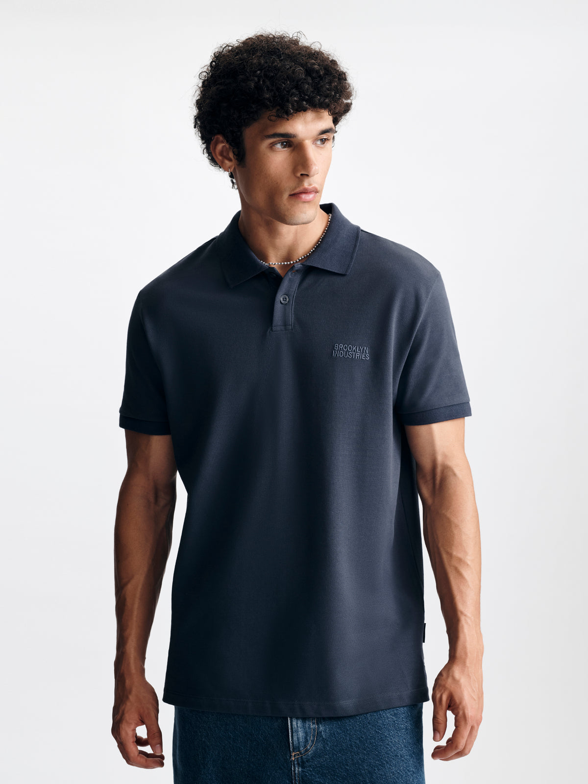 Men's Logo Polo T-Shirt in Ombre Blue - BROOKLYN INDUSTRIES