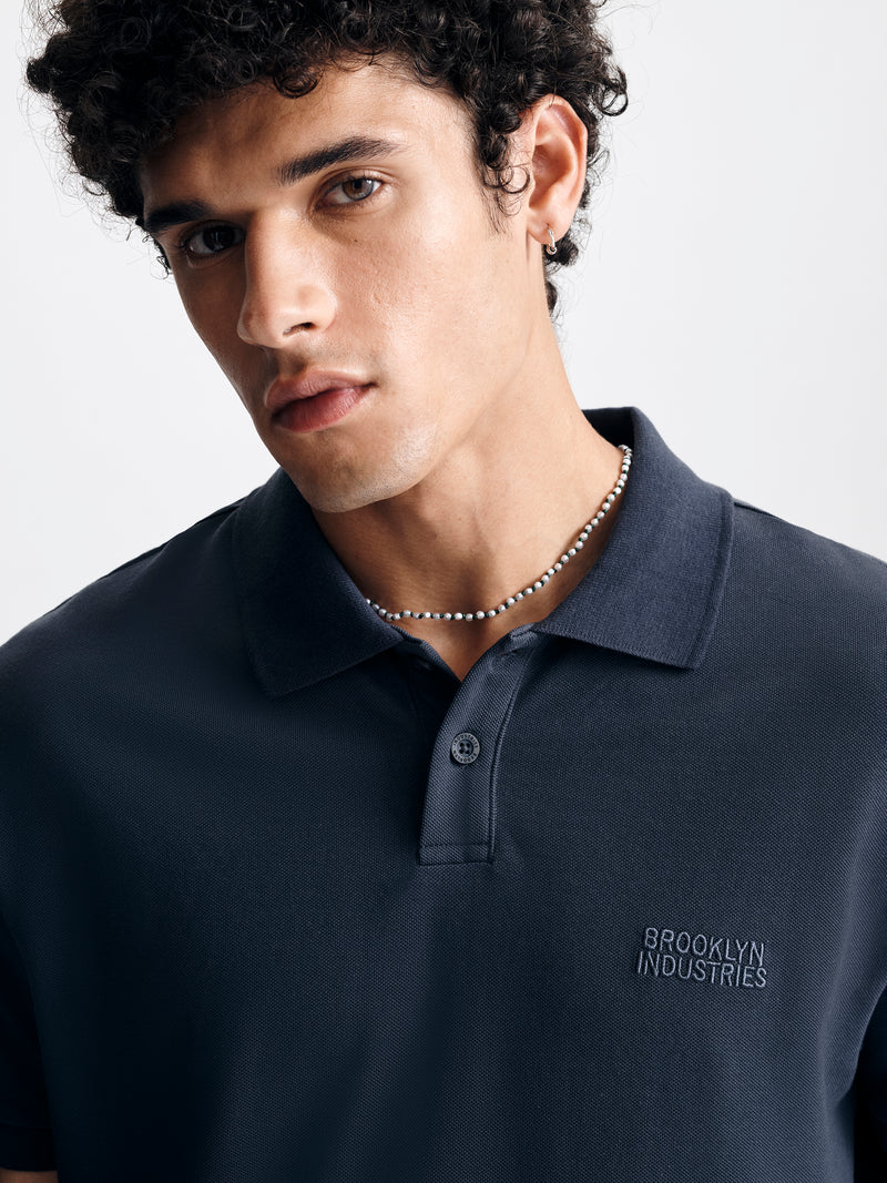 Men's Logo Polo T-Shirt in Ombre Blue - BROOKLYN INDUSTRIES