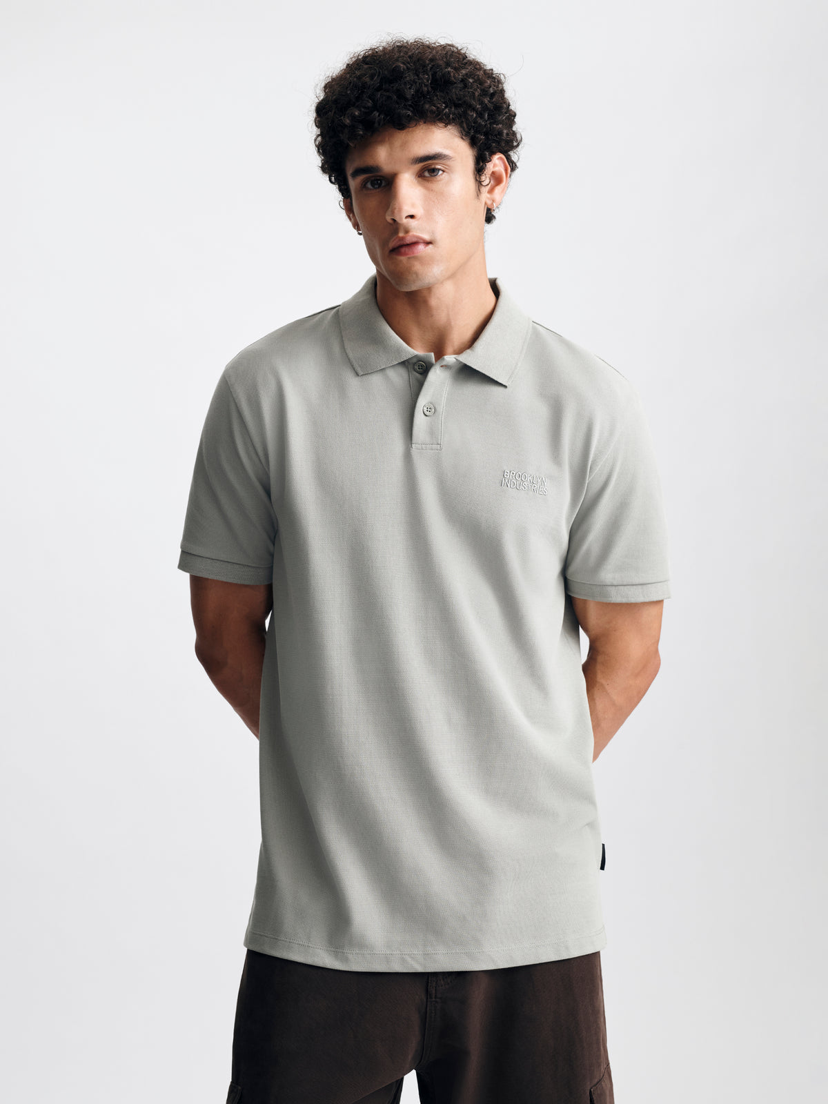 Men's Logo Polo T-Shirt in Shadow - BROOKLYN INDUSTRIES
