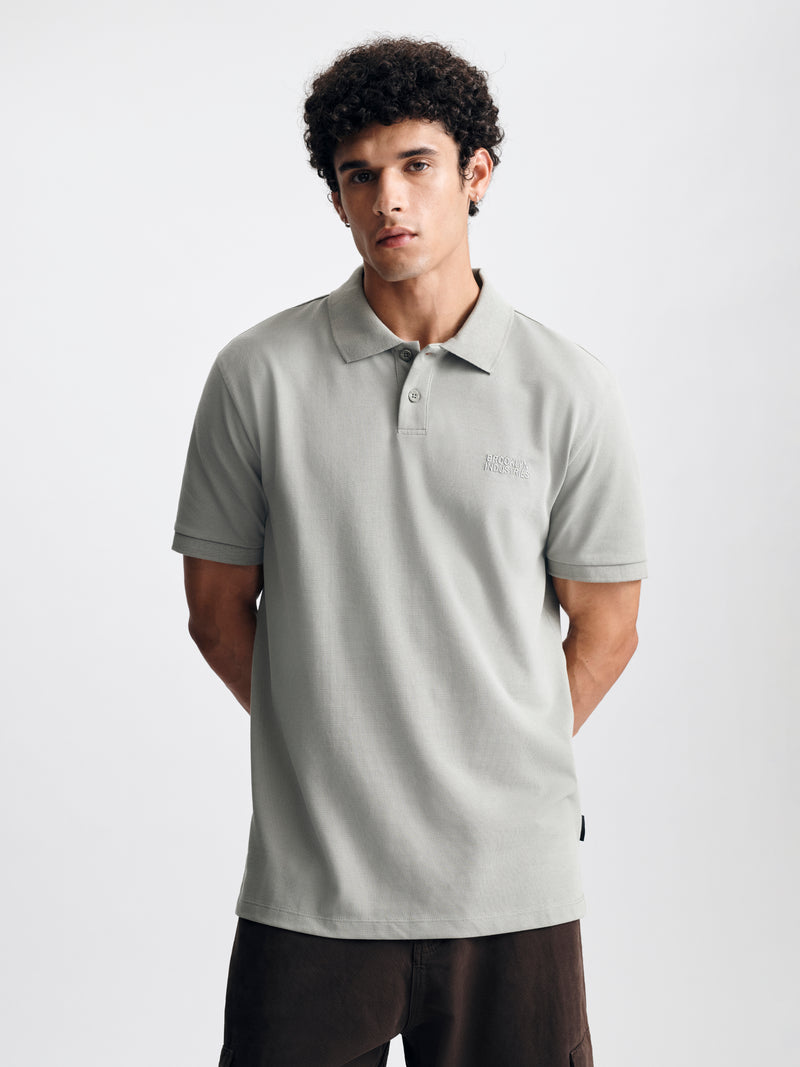 Men's Logo Polo T-Shirt in Shadow - BROOKLYN INDUSTRIES