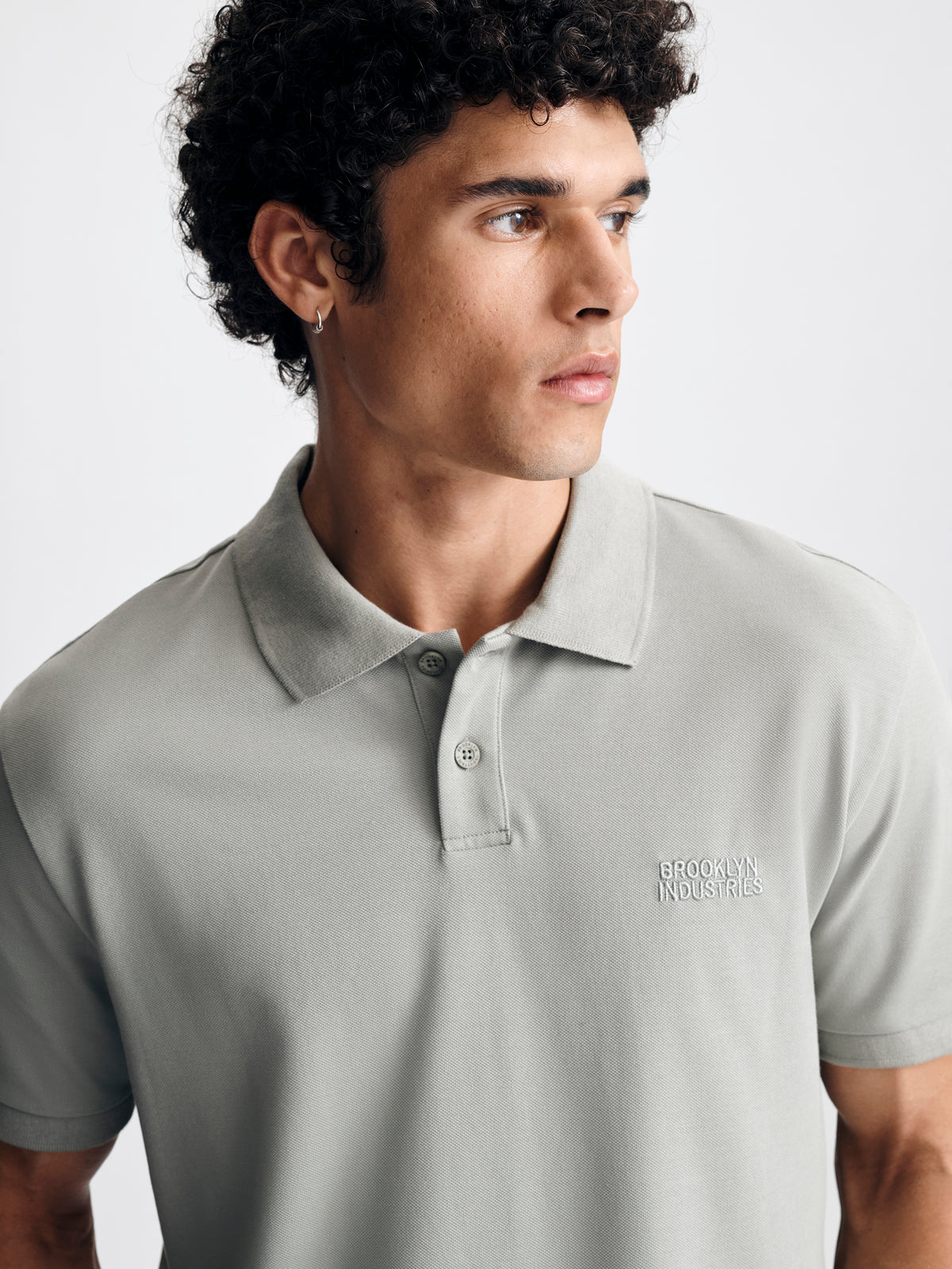 Men's Logo Polo T-Shirt in Shadow - BROOKLYN INDUSTRIES