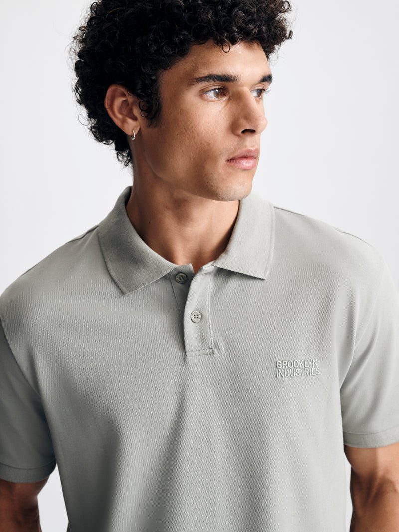 Men's Logo Polo T-Shirt in Shadow - BROOKLYN INDUSTRIES