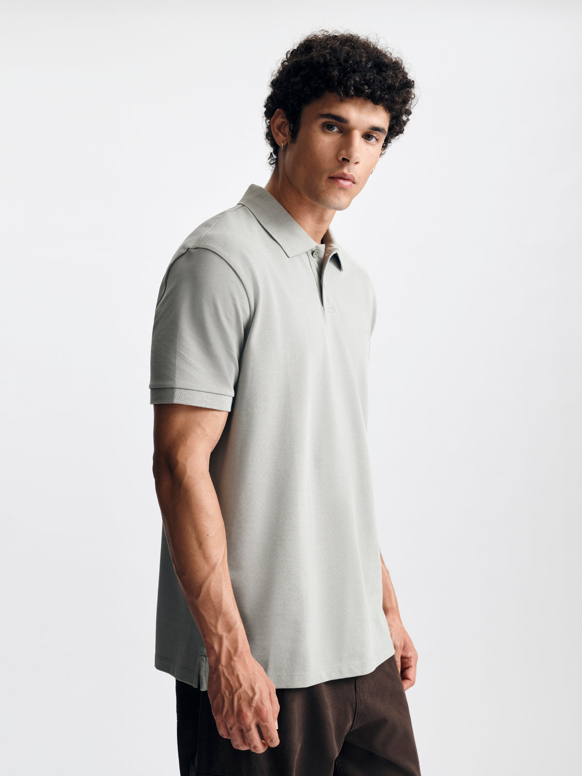 Men's Logo Polo T-Shirt in Shadow - BROOKLYN INDUSTRIES
