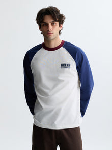 Men's BKLYN Raglan Long Sleeve T-Shirt in Antique White - BROOKLYN INDUSTRIES