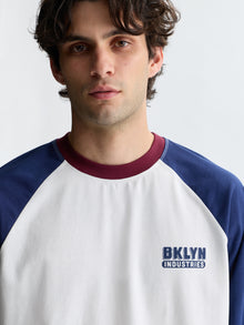 Men's BKLYN Raglan Long Sleeve T-Shirt in Antique White - BROOKLYN INDUSTRIES