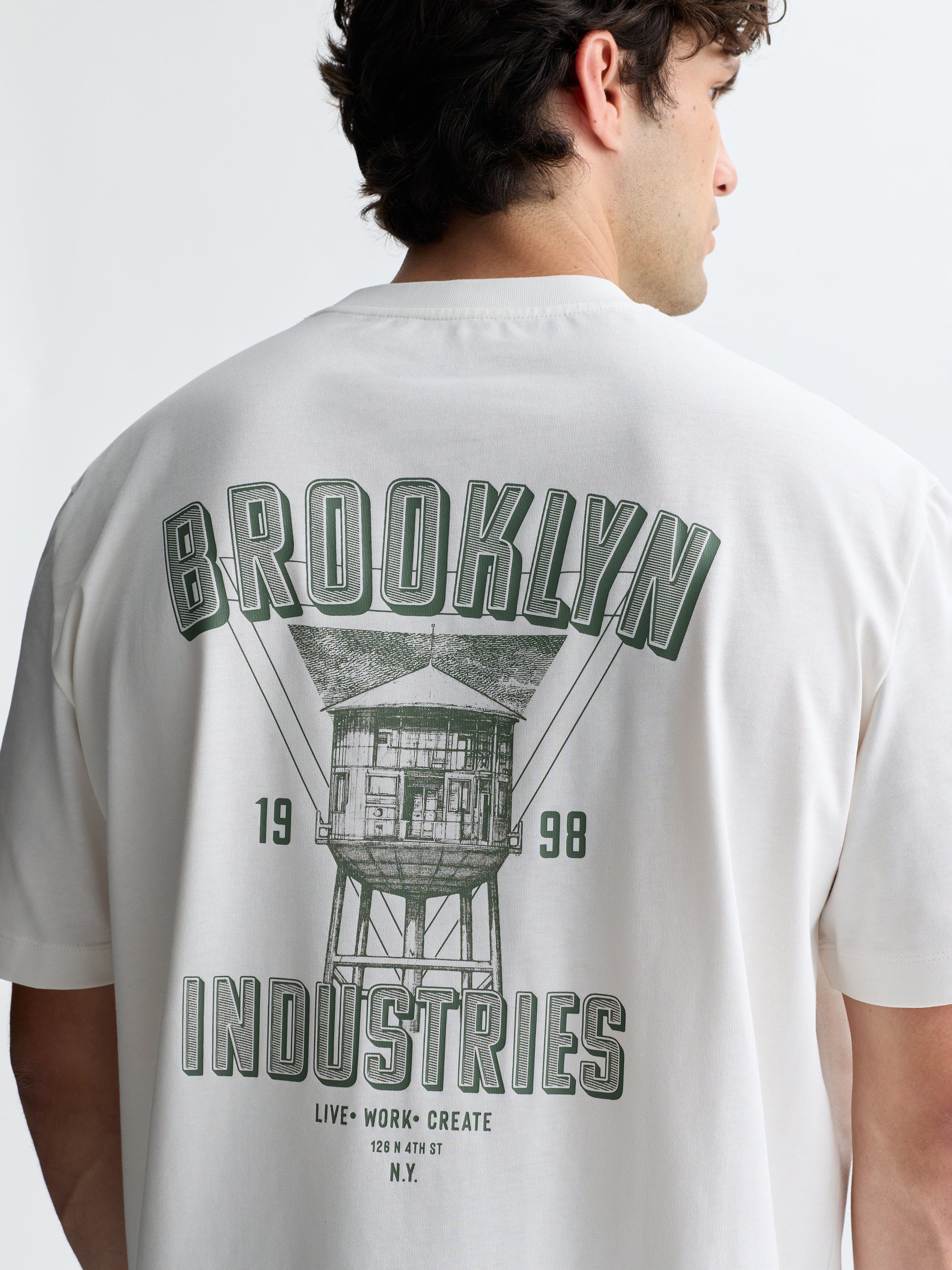 Men's Water Tower T-Shirt in Antique White - BROOKLYN INDUSTRIES