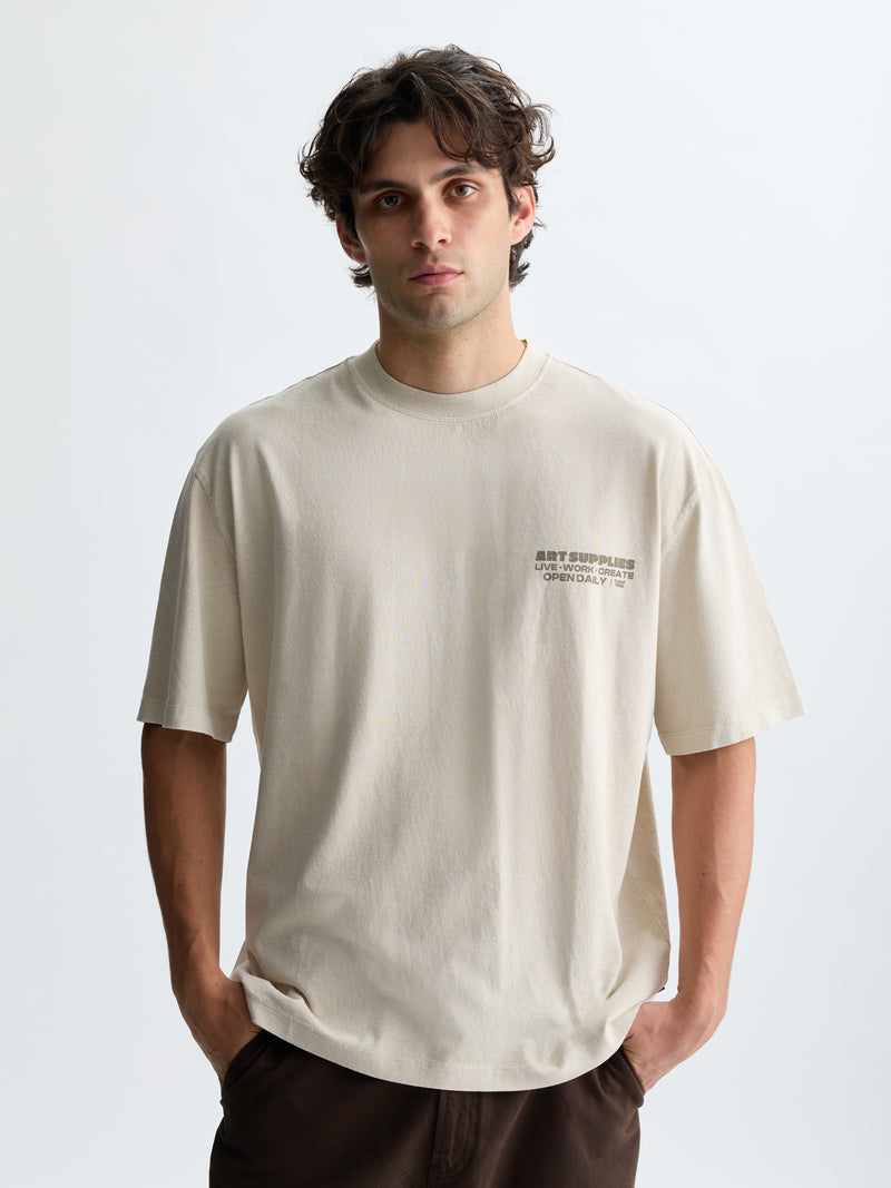 Men's Art Supplies T-Shirt in Summer Sand - BROOKLYN INDUSTRIES