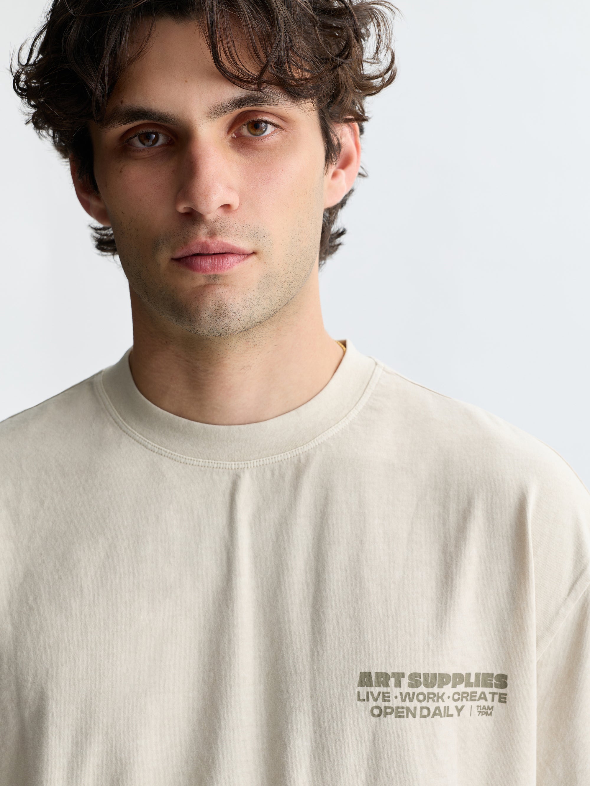 Men's Art Supplies T-Shirt in Summer Sand - BROOKLYN INDUSTRIES
