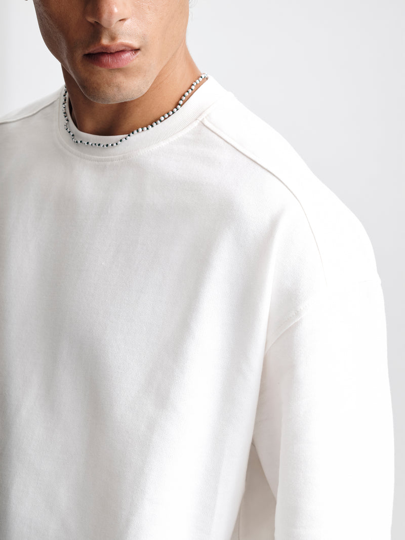 Men's Oversized Fleece T-Shirt in White Alyssum - BROOKLYN INDUSTRIES