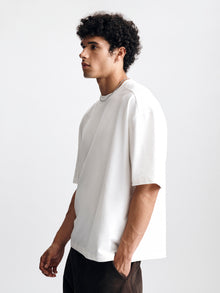 Men's Oversized Fleece T-Shirt in White Alyssum - BROOKLYN INDUSTRIES
